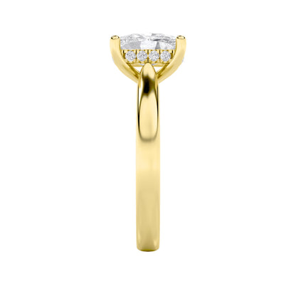1CTW Elongated Cushion Lab-Grown Diamond Prong Hidden Halo Cathedral Shank Engagement Ring 11 Stones