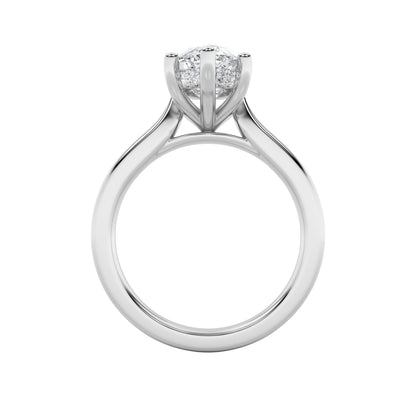 1CTW Marquise Lab-Grown Diamond Prong Hidden Halo Cathedral Shank Engagement Ring 11 Stones