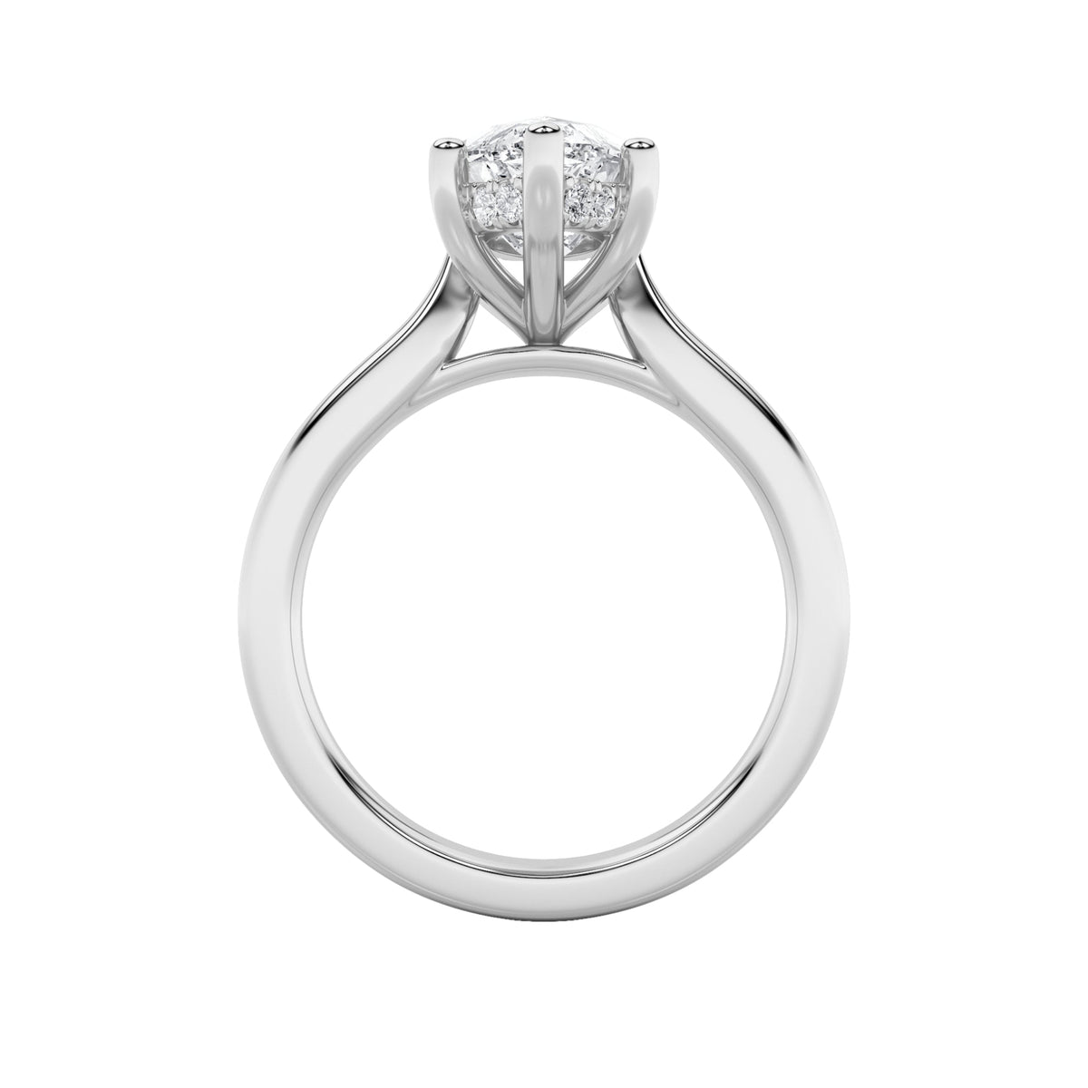 3CTW Marquise Lab-Grown Diamond Prong Hidden Halo Cathedral Shank Engagement Ring 19 Stones