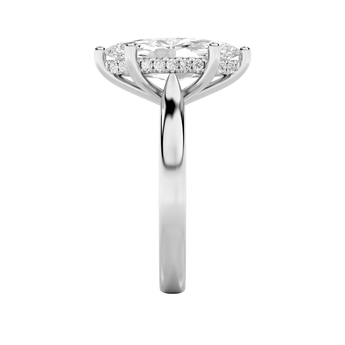 3CTW Marquise Lab-Grown Diamond Prong Hidden Halo Cathedral Shank Engagement Ring 19 Stones