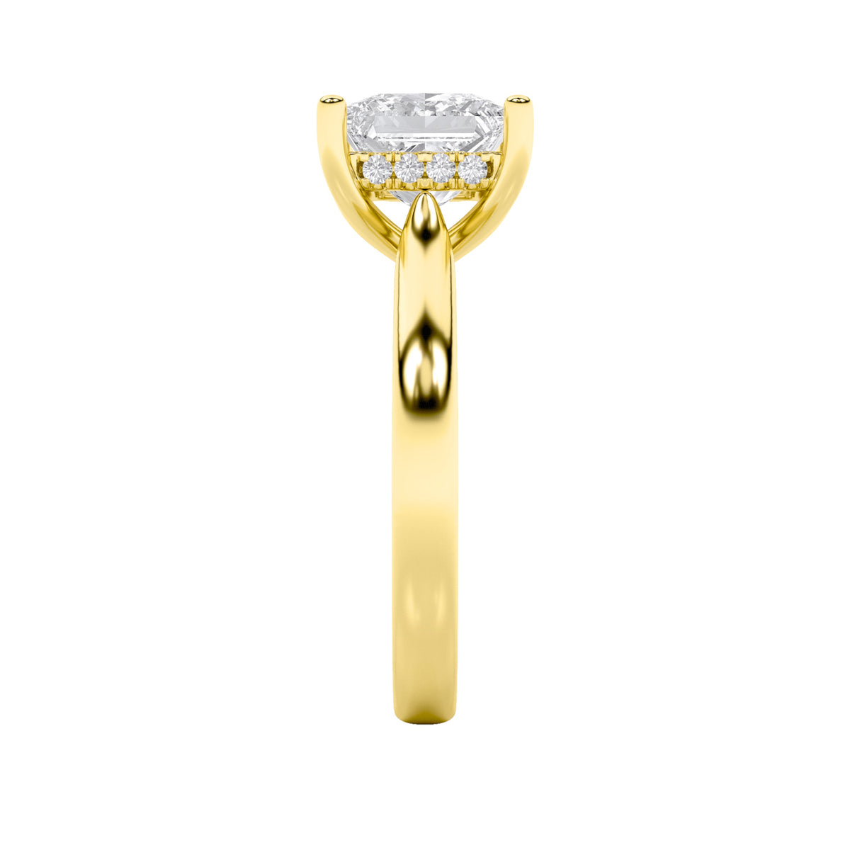 3CTW Princess Lab-Grown Diamond Prong Hidden Halo Cathedral Shank Engagement Ring 17 Stones