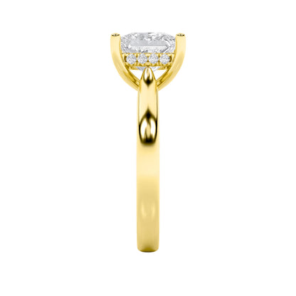 3CTW Princess Lab-Grown Diamond Prong Hidden Halo Cathedral Shank Engagement Ring 17 Stones