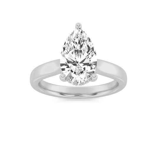 1CTW Pear Lab-Grown Diamond Prong Hidden Halo Cathedral Shank Engagement Ring 13 Stones