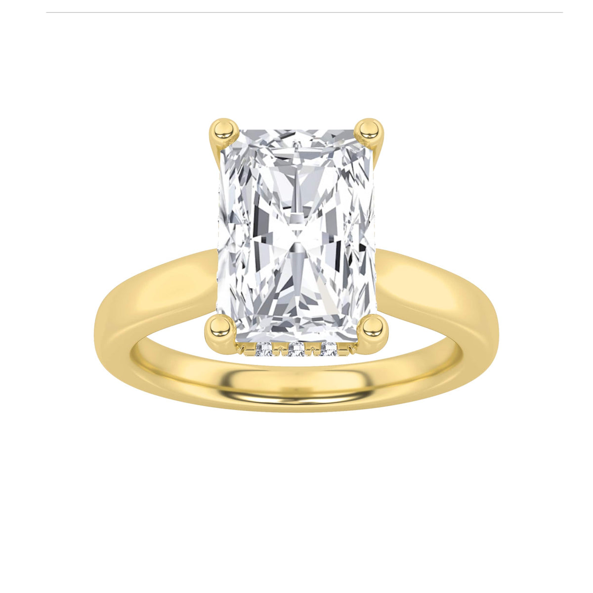 2CTW Radiant Lab-Grown Diamond Prong Hidden Halo Cathedral Shank Engagement Ring 15 Stones