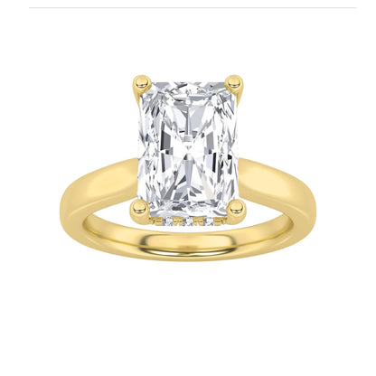 2CTW Radiant Lab-Grown Diamond Prong Hidden Halo Cathedral Shank Engagement Ring 15 Stones