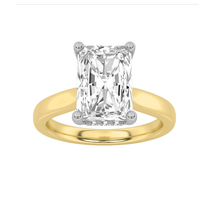 3CTW Radiant Lab-Grown Diamond Prong Hidden Halo Cathedral Shank Engagement Ring 17 Stones