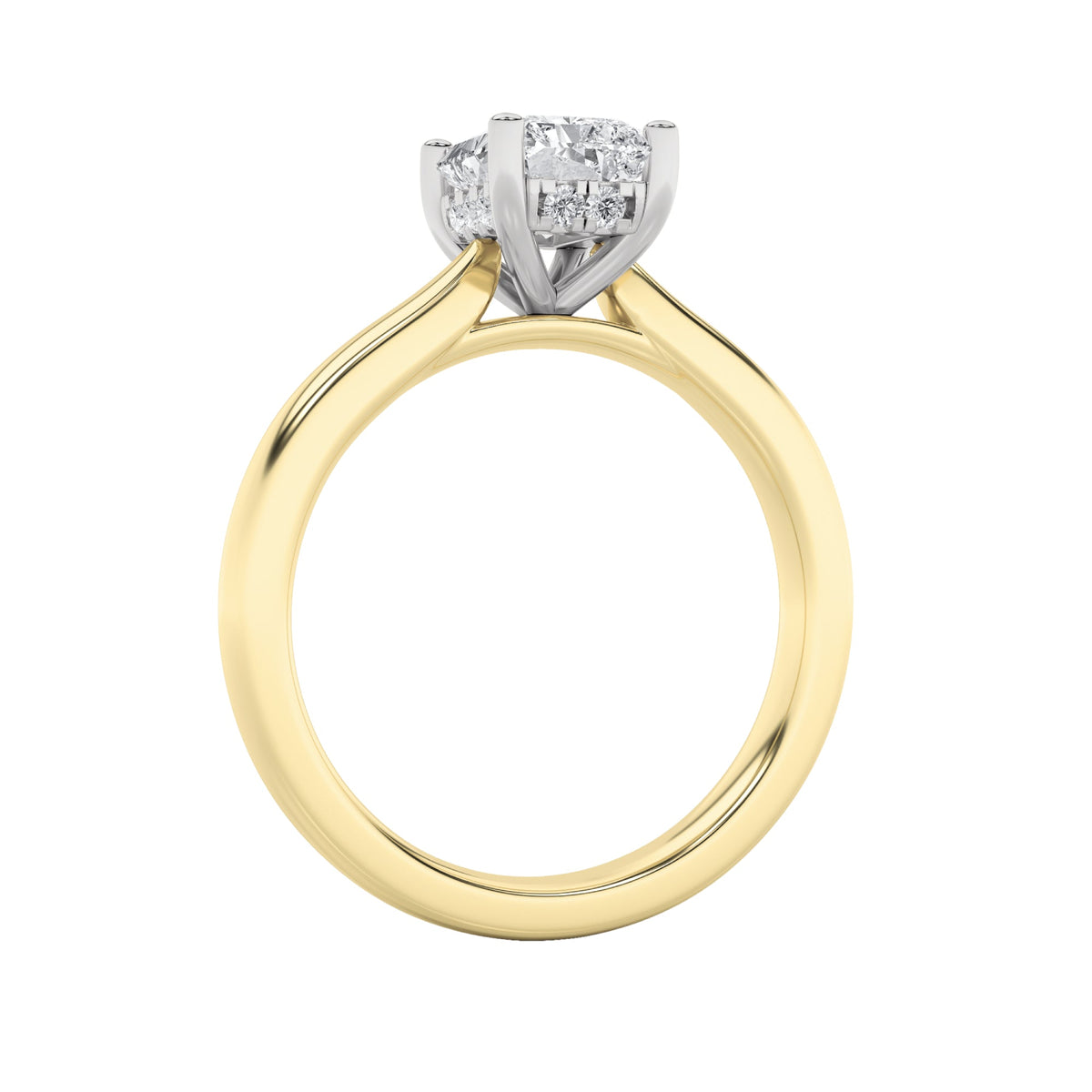 3CTW Radiant Lab-Grown Diamond Prong Hidden Halo Cathedral Shank Engagement Ring 17 Stones