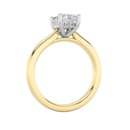 3CTW Radiant Lab-Grown Diamond Prong Hidden Halo Cathedral Shank Engagement Ring 17 Stones