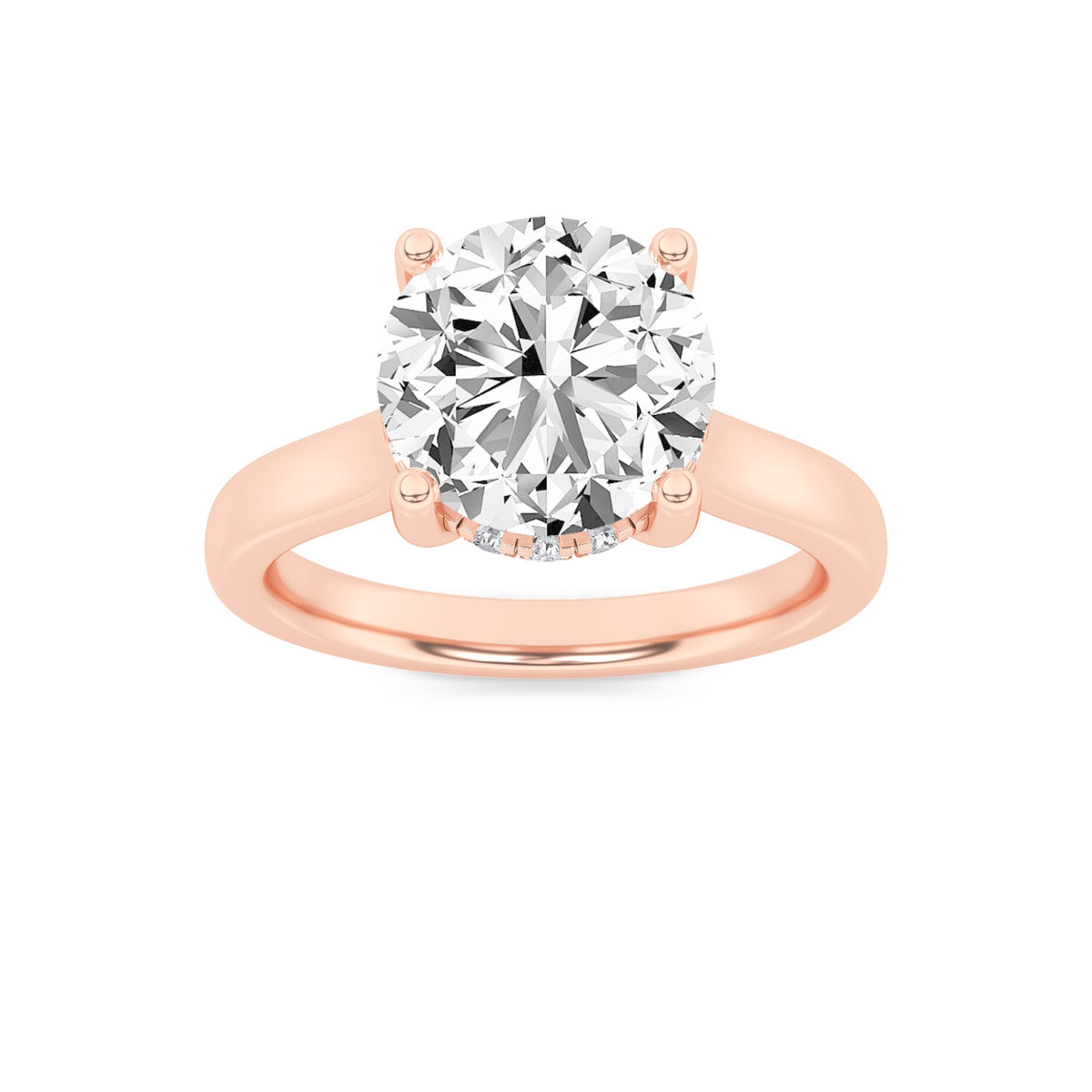 1CTW Round Lab-Grown Diamond Prong Hidden Halo Cathedral Shank Engagement Ring 9 Stones