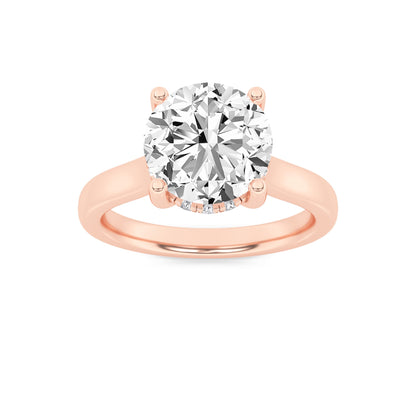 1CTW Round Lab-Grown Diamond Prong Hidden Halo Cathedral Shank Engagement Ring 9 Stones