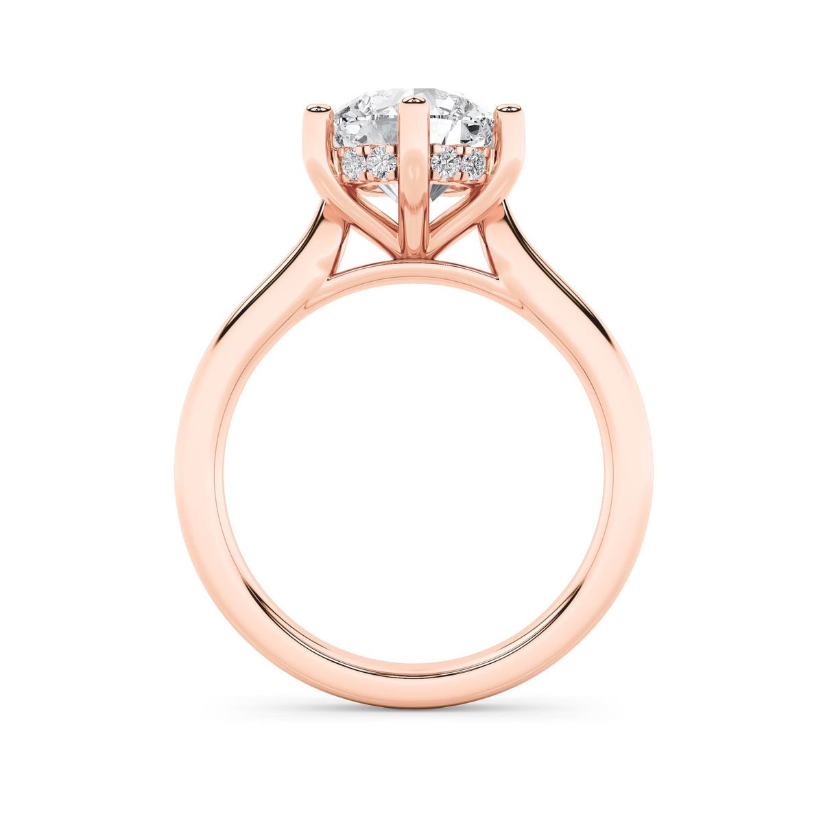 2CTW Round Lab-Grown Diamond Prong Hidden Halo Cathedral Shank Engagement Ring 13 Stones 2.9mm Width