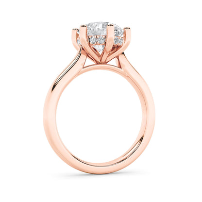 2CTW Round Lab-Grown Diamond Prong Hidden Halo Cathedral Shank Engagement Ring 13 Stones 2.9mm Width