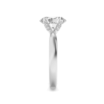 2CTW Oval Lab-Grown Diamond Prong Hidden Halo Petite Shank Ring 13 Stones 1.91ct Center
