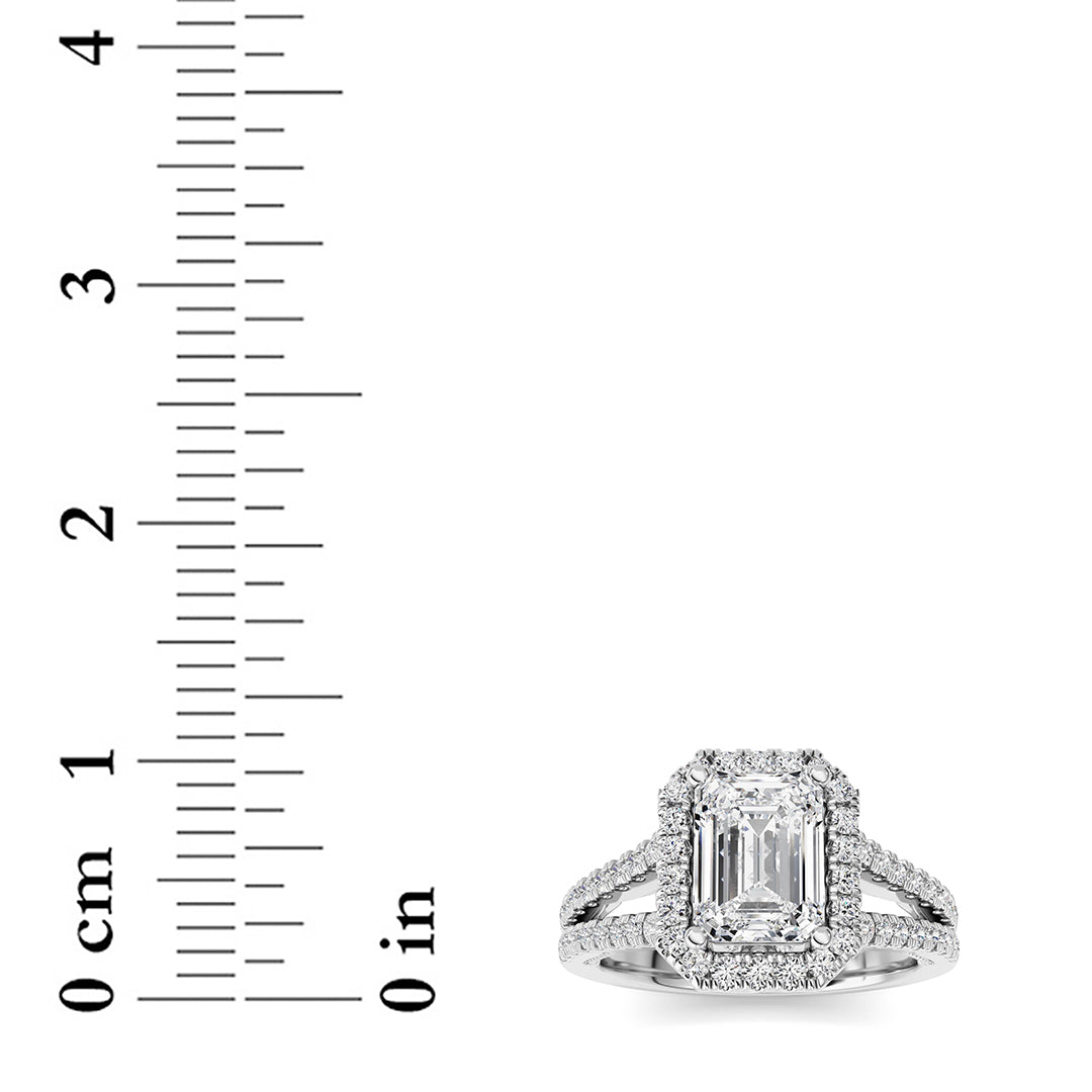 2CTW Emerald Lab-Grown Diamond Prong Split Shank Accented Ring 73 Stones