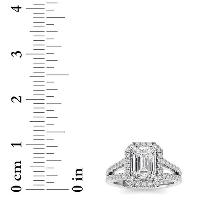 2CTW Emerald Lab-Grown Diamond Prong Split Shank Accented Ring 73 Stones