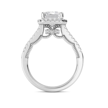 3CTW Emerald Lab-Grown Diamond Prong Split Shank Accented Ring 71 Stones