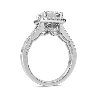3CTW Emerald Lab-Grown Diamond Prong Split Shank Accented Ring 71 Stones