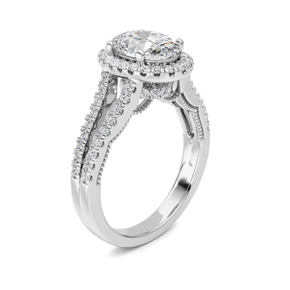 2CTW Oval Lab-Grown Diamond Prong Split Shank Accented Ring 73 Stones
