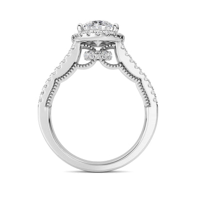 2CTW Oval Lab-Grown Diamond Prong Split Shank Accented Ring 73 Stones