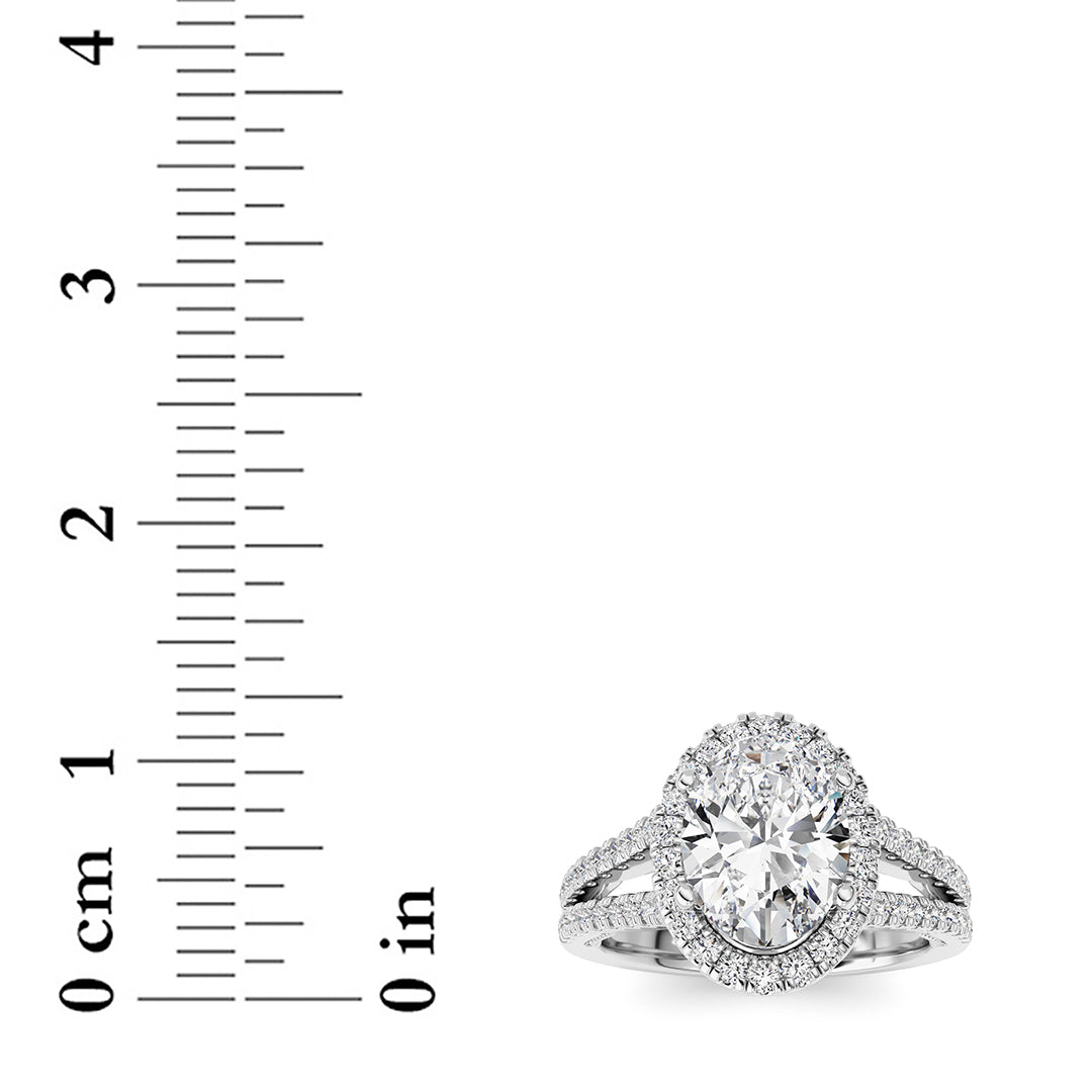 2CTW Oval Lab-Grown Diamond Prong Split Shank Accented Ring 73 Stones