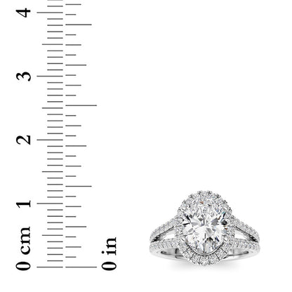 2CTW Oval Lab-Grown Diamond Prong Split Shank Accented Ring 73 Stones