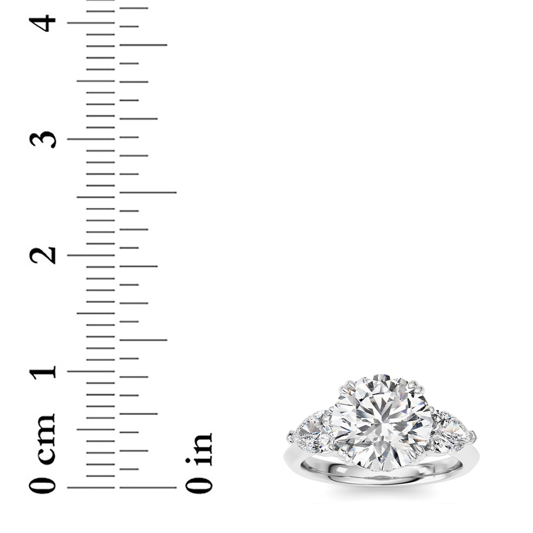 3CTW Round Lab-Grown Diamond Prong Three Stone Hidden Halo Ring 23 Stones