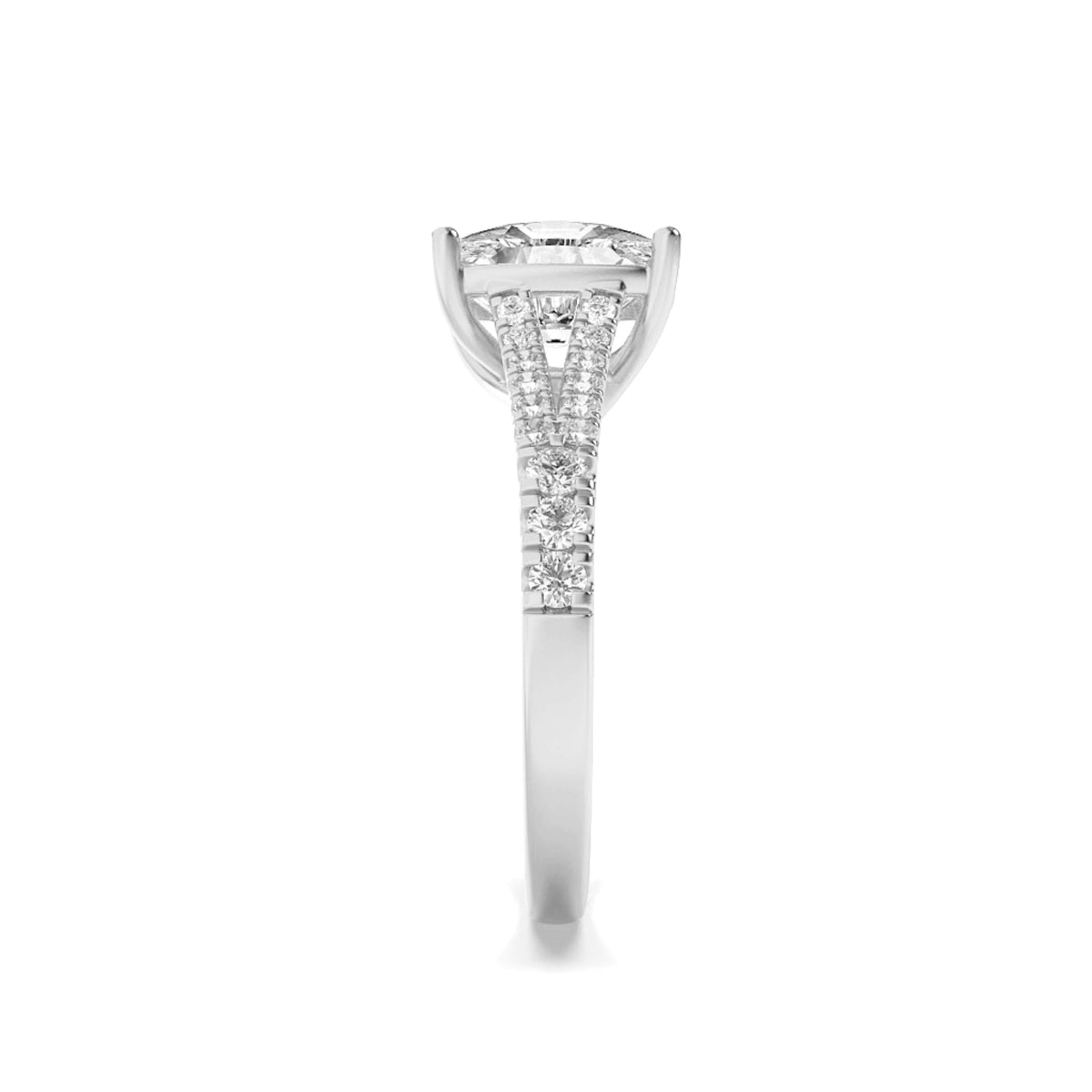 2.25CTW Elongated Cushion Lab-Grown Diamond Prong Split Shank Accented Enagagement Ring 31 Stones