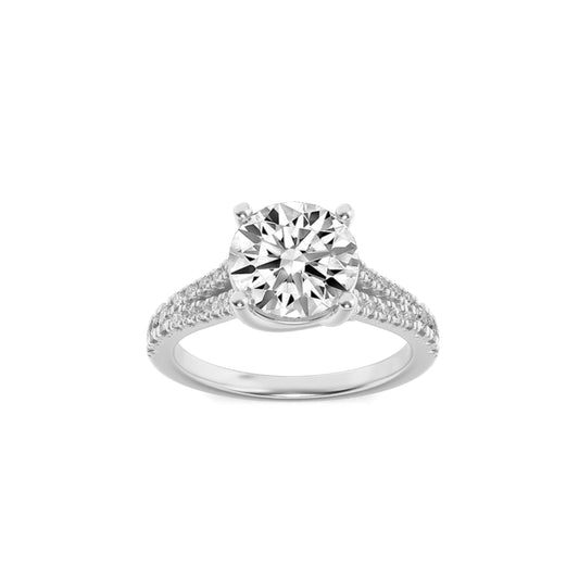 4CTW Round Lab-Grown Diamond Prong Split Shank Trellis Engagement Ring 27 Stones