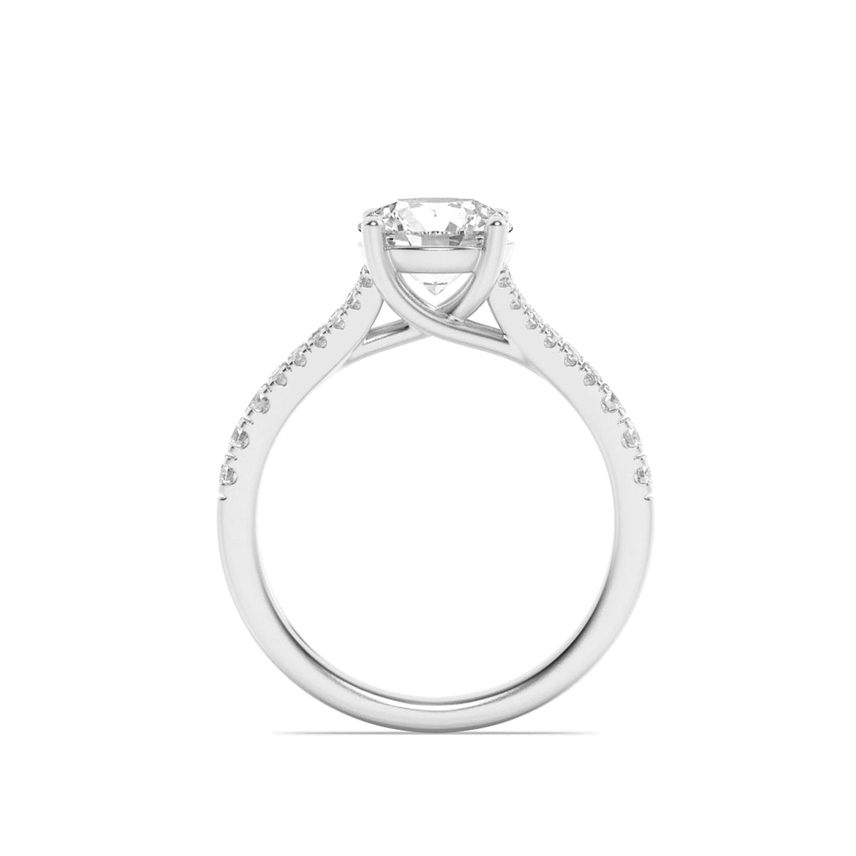 4CTW Round Lab-Grown Diamond Prong Split Shank Trellis Engagement Ring 27 Stones