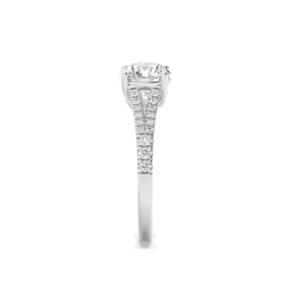 4CTW Round Lab-Grown Diamond Prong Split Shank Trellis Engagement Ring 27 Stones