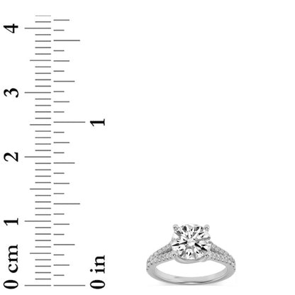 4CTW Round Lab-Grown Diamond Prong Split Shank Trellis Engagement Ring 27 Stones