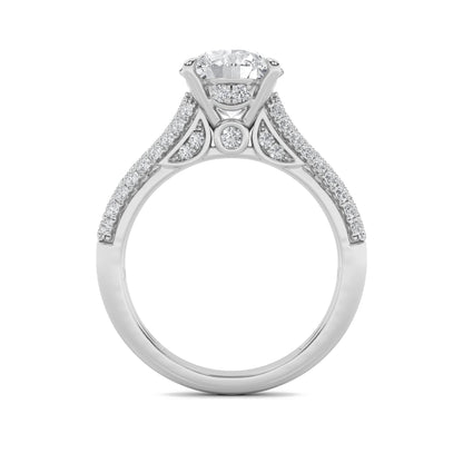 1.5CTW Round Lab-Grown Diamond Prong Hidden Halo Accented Engagement Ring 71 Stones