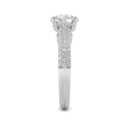 1.5CTW Round Lab-Grown Diamond Prong Hidden Halo Accented Engagement Ring 71 Stones