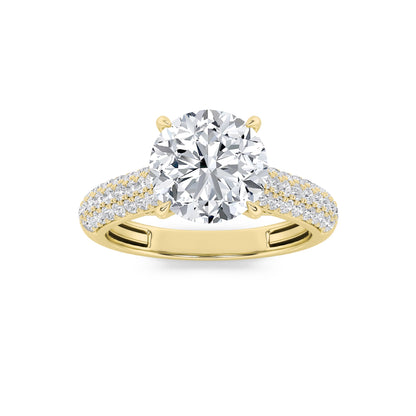 1.5CTW Round Lab-Grown Diamond Prong Hidden Halo Accented Engagement Ring 71 Stones