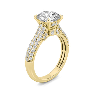 1.5CTW Round Lab-Grown Diamond Prong Hidden Halo Accented Engagement Ring 71 Stones
