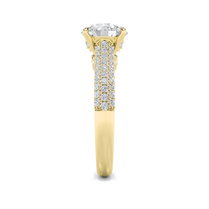 1.5CTW Round Lab-Grown Diamond Prong Hidden Halo Accented Engagement Ring 71 Stones