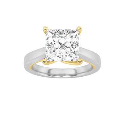 3CTW Princess Lab-Grown Diamond Prong Two Tone Twisted Basket Cathedral Shank Solitaire Ring 1 Stone