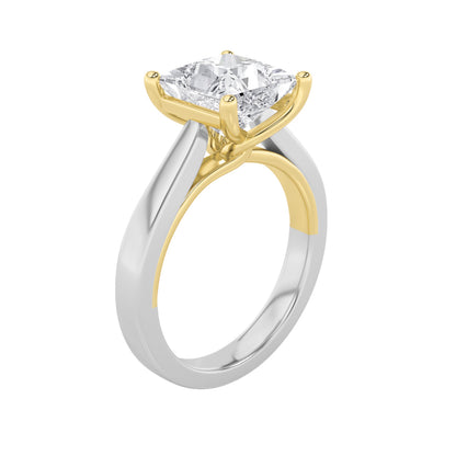 3CTW Princess Lab-Grown Diamond Prong Two Tone Twisted Basket Cathedral Shank Solitaire Ring 1 Stone