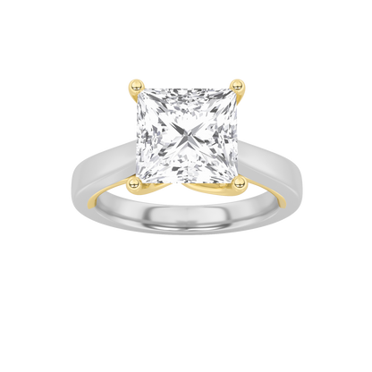 3CTW Princess Lab-Grown Diamond Prong Two Tone Twisted Basket Cathedral Shank Solitaire Ring 1 Stone