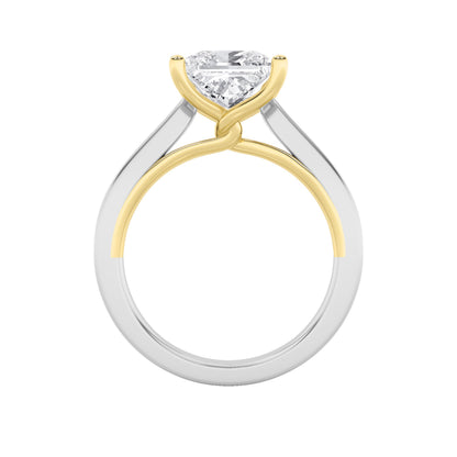 3CTW Princess Lab-Grown Diamond Prong Two Tone Twisted Basket Cathedral Shank Solitaire Ring 1 Stone