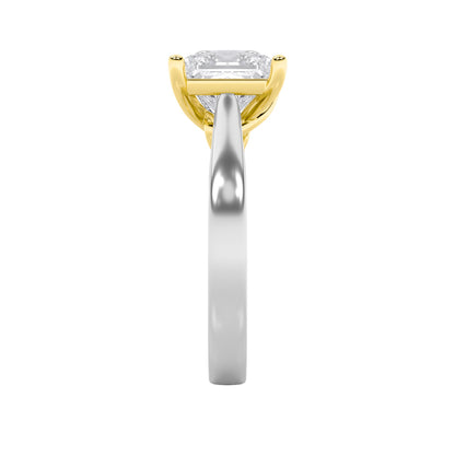 3CTW Princess Lab-Grown Diamond Prong Two Tone Twisted Basket Cathedral Shank Solitaire Ring 1 Stone