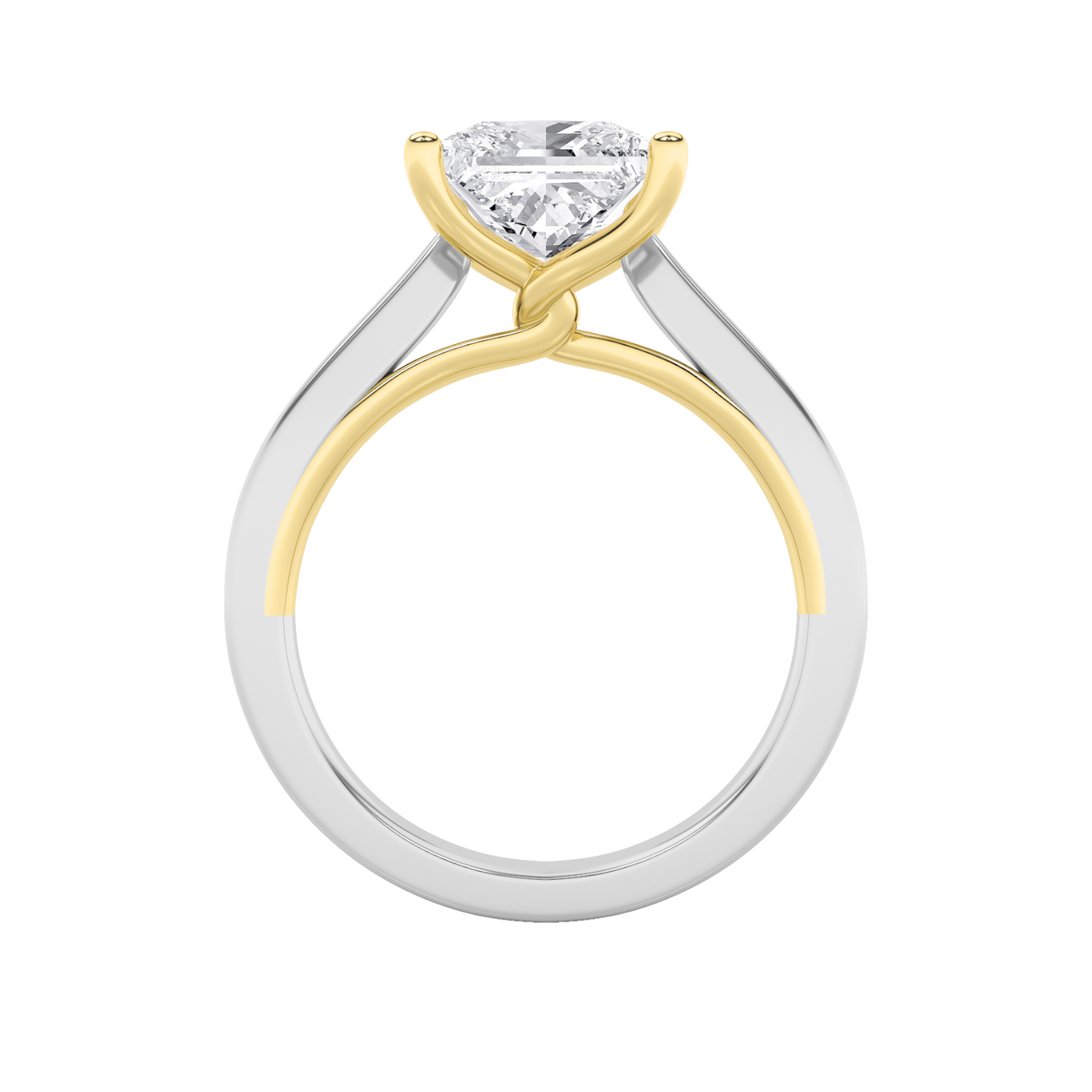 3CTW Princess Lab-Grown Diamond Prong Two Tone Twisted Basket Cathedral Shank Solitaire Ring 1 Stone