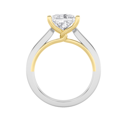 3CTW Princess Lab-Grown Diamond Prong Two Tone Twisted Basket Cathedral Shank Solitaire Ring 1 Stone