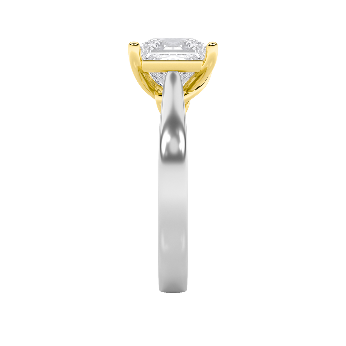 3CTW Princess Lab-Grown Diamond Prong Two Tone Twisted Basket Cathedral Shank Solitaire Ring 1 Stone