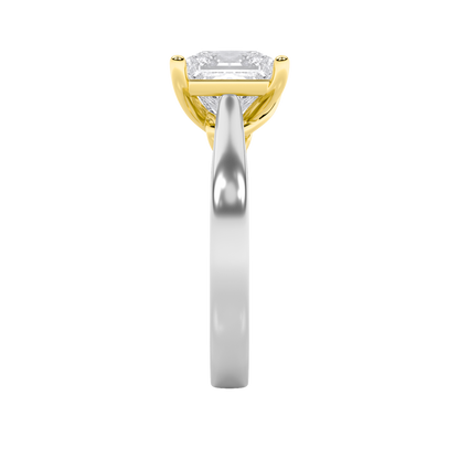 3CTW Princess Lab-Grown Diamond Prong Two Tone Twisted Basket Cathedral Shank Solitaire Ring 1 Stone