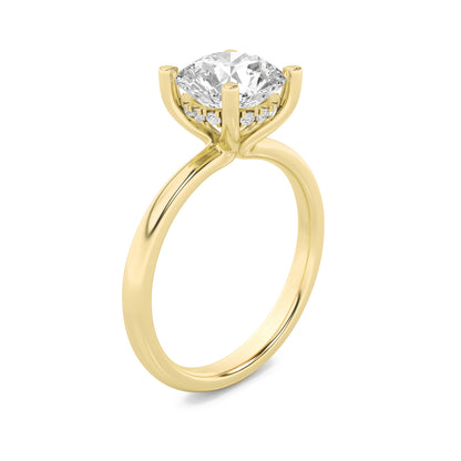 2CTW Round Lab-Grown Diamond Prong Hidden Halo Petite Shank Ring 13 Stones 1.92ct Center