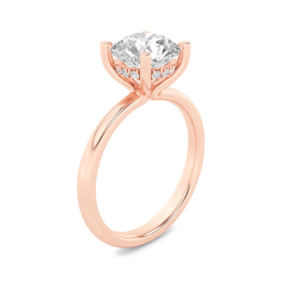 2CTW Round Lab-Grown Diamond Prong Hidden Halo Petite Shank Ring 13 Stones 1.92ct Center