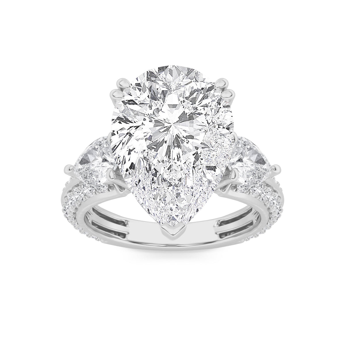 6.75CTW Pear Lab-Grown Diamond Bold Statement Accented Ring 72 Stones