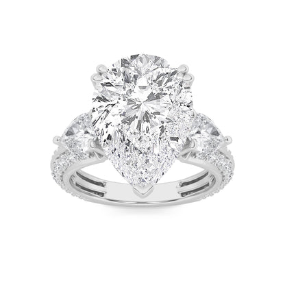 6.75CTW Pear Lab-Grown Diamond Bold Statement Accented Ring 72 Stones