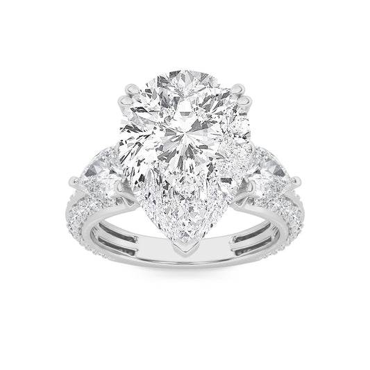 6.75CTW Pear Lab-Grown Diamond Bold Statement Accented Ring 72 Stones